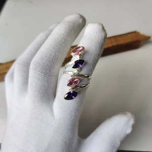 Anillo de piedras preciosas naturales multipiedra plata de ley 925 GIft para su anillo PG7599 - Imagen 1 de 4