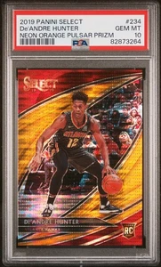 Panini Select #234 De'Andre Hunter Hawks 2019 naranja neón Pulsar Prizm PSA 10 - Imagen 1 de 2