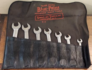 Vtg Blue Point Supreme 7 piece Open End Wrench Set w/ Pouch 1930s? - Picture 1 of 10