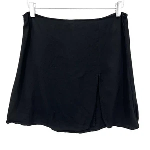 Reformation Margot Mini Skirt Size 12 Slit A-Line Chic Minimalist Black Crepe - Picture 1 of 11