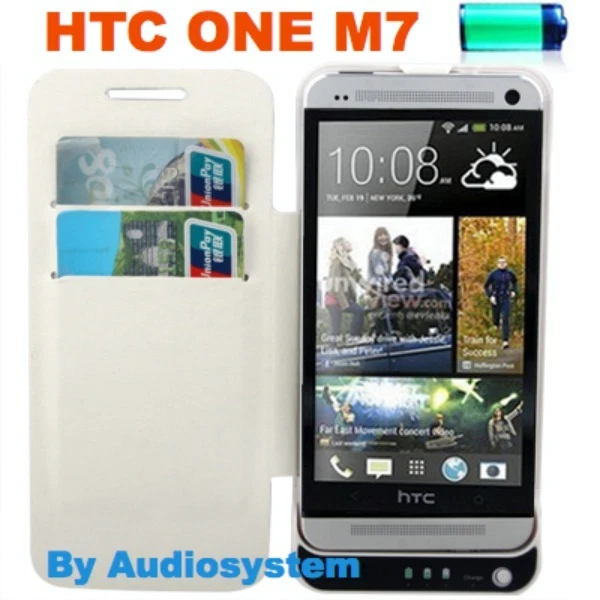 BATTERIA POWER BANK ESTERNA DA 3800MAH per HTC ONE M7 BIANCO MAGGIORATA IN PELLE - Immagine 1 di 1