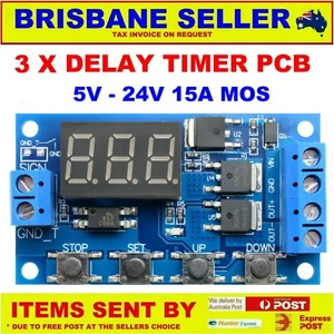 3 x 12V DELAY TIMER RELAY 15A DC SWITCH SECOND MINUTE & HOURS ELECTRONIC DIGITAL - Picture 1 of 13