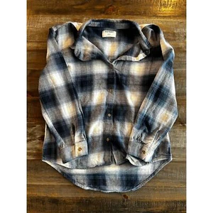 Old Navy Girls Size XXL 18 Plaid Flannel Tunic Top Blue White Collared Shirt  - Picture 1 of 7