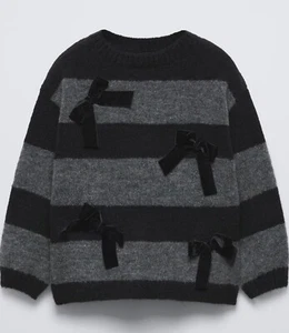 Zara Girls Bow Knit Sweater Size 6Y - Picture 1 of 3