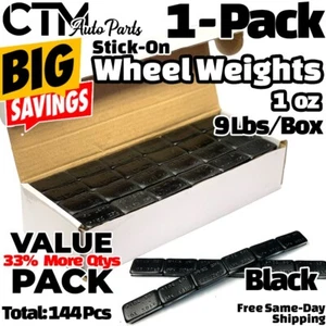 1-Box 1oz Black Balance Wheel Weights Stick-on Adhesive Tape Lead-Free 9 lbs - Picture 1 of 3