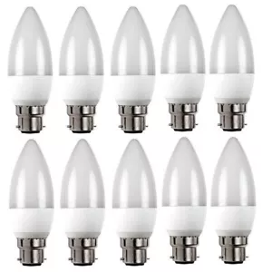 10x LED B22 Candle Light Bulbs 6W Bayonet Warm White 3000k 470lm - Picture 1 of 2