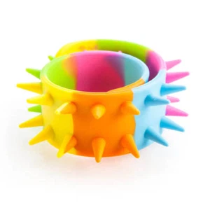 Rainbow Spiky Snap Bracelet Slap on Wrist for Cool Bracelet Fun Gift for Punks - Picture 1 of 2