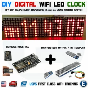 Hágalo usted mismo Reloj Digital Arduino WIFI ROJO LED Matriz de Puntos ESP8266 MAX7219 GOOGLE Time - Imagen 1 de 1