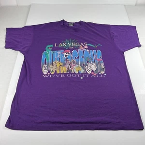 VTG 90s Las Vegas Is Outrageous Shirt Fits Large Purple Faded Single Stitch Tee - Picture 1 of 10