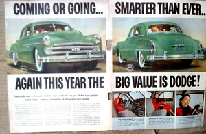 Dodge Auto Vtg 1950 Print Ad Centerfold 2 pg 18 x 12 Value Coming Going - Picture 1 of 5