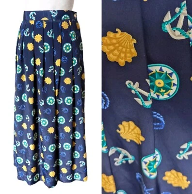 Falda vintage Leslie Fay azul marino 14 náutica plisada nueva stock antiguo años 80 Foto 1 de 4