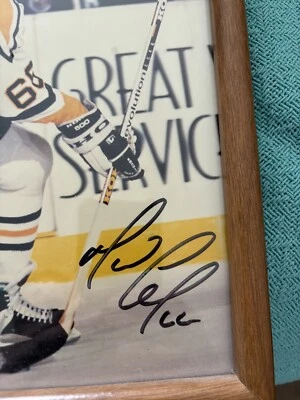 Mario Lemieux autógrafo 8x10 en marco sin certificado de autenticidad Foto 1 de 3