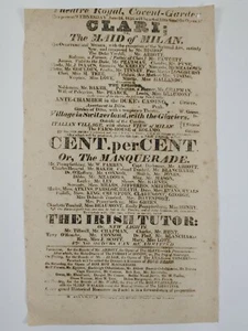 1823 -The Maid of Milan - Theatre Royal Covent Garden Broadside Handbill- Opera - Picture 1 of 8