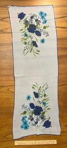Vintage 60er Jahre 100 % Viskose blau Wildblumen handgerollt Schal JAPAN - Bild 1 von 5