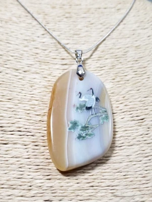 Collar Swan Murano Art Glass 18" cadena plateada Foto 1 de 4