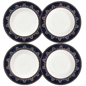 STP Porcelana J-229570, Noble Cobalto Hueso China Plato Profundo, Juego de 4 - Imagen 1 de 1