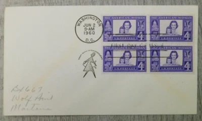 First Day Of Issue The American Woman WA DC 1960 Vintage Stamp Envelope Cover - Image 1 of 4