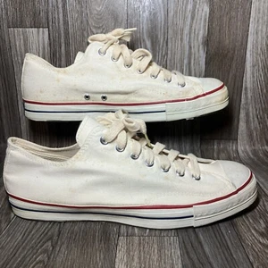 Vintage 60s 70s Converse All Star Chuck Taylor White Low Mens Size 12 USA Made - Picture 1 of 18