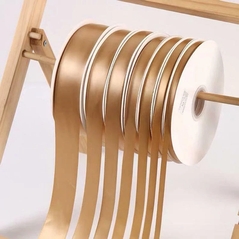 91m Champagne Satinado Poliéster Cintas Navidad Boda Favor Caja Envoltura Regalo Foto 1 de 4