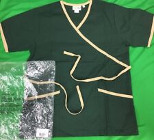 Uniform Works Mock-Wrap Medical Uniform Scrub Top Women's Sz M Green Style Fess