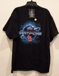 Majestic 2011 St. Louis Cardinals World Championship Black T-shirt Mens Size 2XL - Picture 1 of 9