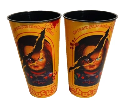 2 LOT - CHUCKY Child's Play Horror Party Plastic Cup 32 oz. - Image 1 of 4