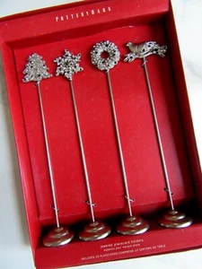POTTERY BARN JEWELED PLACE CARD HOLDERS Includes 20 Place cards - Set of 4 - NEW - Picture 1 of 2