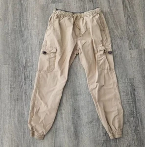 Khaki Cargo Joggers Pants Boys Medium Beige Hole In Left Knee - Picture 1 of 12