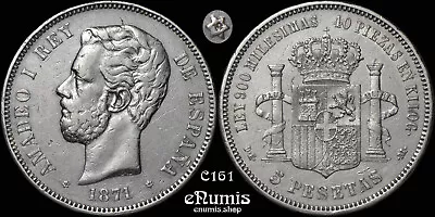 SPAIN, Amadeo I, 5 Pesetas 1871 (1874) DE-M, VF+/aXF - Image 1 of 4