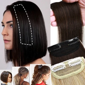 CLEARANCE 100% Remy Human Hair Pad Clip-in Side Patch Extensions Short Hairpiece - Picture 1 of 25