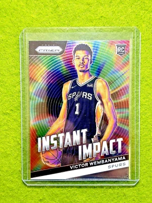 Tarjeta Victor Wembanyama PRIZM ROOKIE SAN ANTONIO SPURS 2023 Panini IMPACTO INSTANTÁNEO Foto 1 de 4