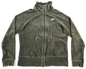 Vintage Nike Velour Velvet Full Zip Track Jacket Women's Size Large L Gray - Picture 1 of 12