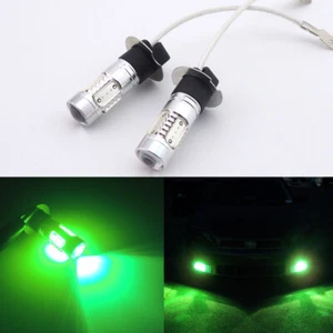 2 Bright Green H3 LED Fog Light Bulbs Replacement Car Truck Fog Driving Lamp Kit - Picture 1 of 11