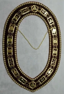 COLLAR DE CADENA DE ARCO REAL MASÓNICO CON ESTRÁS, JOYA MASÓNICA RITO YORK - Imagen 1 de 3
