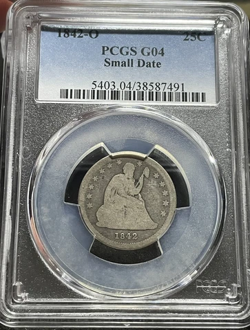 1842-o 25c Small Date PCGS G04 Good Seated Liberty Quarter Original Tough Date! Cover