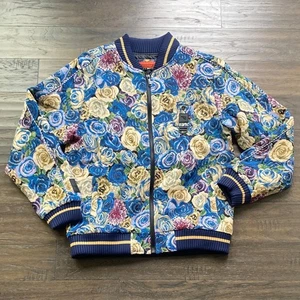 RARE ELEMENT Tapestry Varsity Jacket Mens Sz Large Blue Floral Print New - Picture 1 of 7