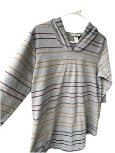 Christopher and Banks Knit Hooded Three Quarter Sleeve Hoodie Sweater Beach - Picture 1 of 13