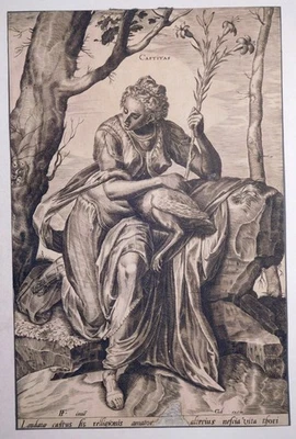 Kupferstich, Castitas/ Keuschheit, F. Floris/ C. Cort, 1560, N H 141 - Bild 1 von 4