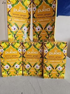 5 NEW PUKKA ORGANIC LEMON GINGER MANUKA HONEY HERBAL TEA EVERYDAY WELLNESS  - Picture 1 of 5