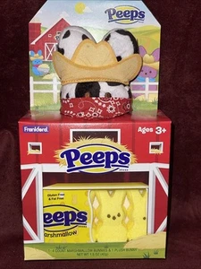 COWBOY EASTER PEEPS 6" Bunny Plush With Box And Marshmallows! New Sealed! Rare - Picture 1 of 7
