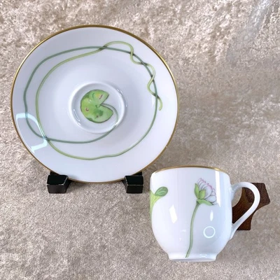 Hermes Paris Demitasse Tasse & Untertasse Porzellan Nil Nil Goldrand * CHIPPED - Bild 1 von 4