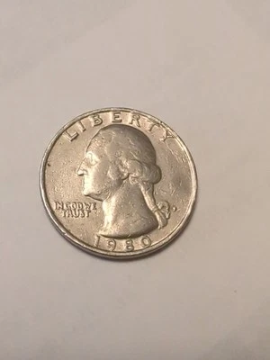 USA, 1/4 Dollar, Washington Quarter, 1980-P, Filled In Mint Mark - Image 1 of 2