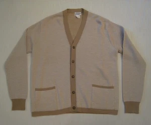 Cárdigan de punto de lana de dos tonos vintage de los años 60 para hombre hecho en Italia talla 44 - Imagen 1 de 4