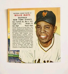 1955 Red Man Tobacco All-Star Team National League Willie Mays #7 carta tagliata a mano - Foto 1 di 9