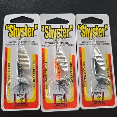 3 Luhr Jensen “Shyster” 1/4 Oz  Spinner Feather Black Yellow & Orange Black - Image 1 of 4