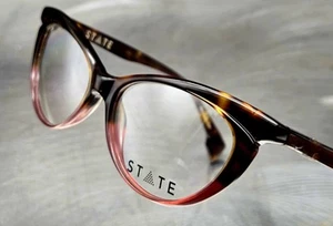New State Optical Co. Monroe Tortoise Raspberry Eyeglasses Frame  52-26-140  USA - Picture 1 of 11