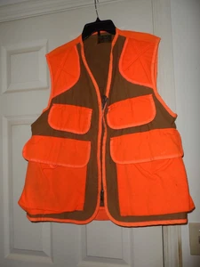 STREAM & FIELD orange hunting vest large with game bag GC - Picture 1 of 5