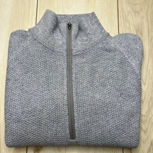 Suéter Lululemon Texturizado Doble Punto Algodón Media Cremallera Logo Gris Para Hombre Talla Pequeña - Imagen 1 de 11