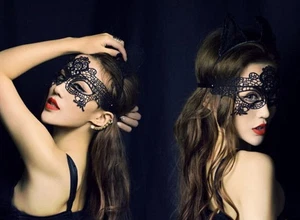 Schwarze Spitze Maske Sexy Maskerade Augen Gesicht Augenmaske Frauen Party Halloween Heiß USA - Bild 1 von 6