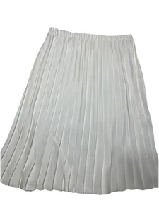 Vintage White Pleated Midi Skirt 14p Classic Preppy Old Money Kate Middleton - Picture 1 of 5